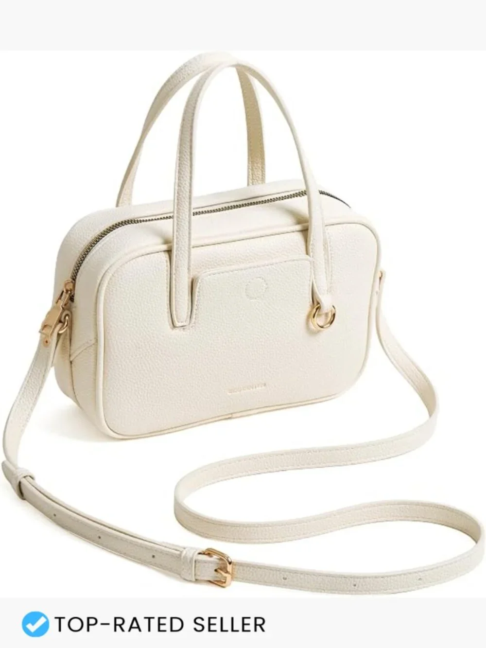 Small Crossbody Bag with Top Handle Adjustable Strap Lightweight Vegan Leather